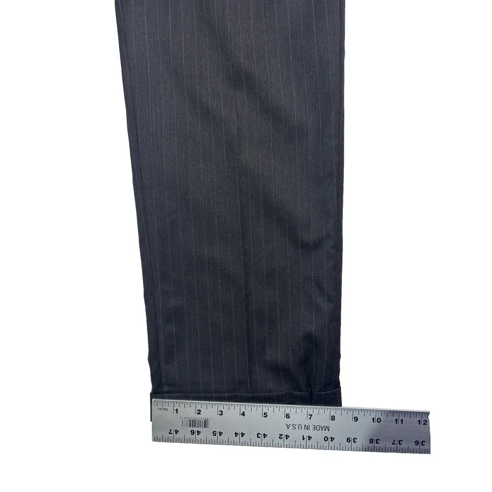 vtg Y2K Jones New York 38L 34x32 Charcoal Striped 2pc Pant‎ Suit Wool Pleated